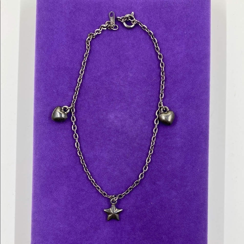 💛 Silver Plated Heart and Star Charm Bracelet Anklet